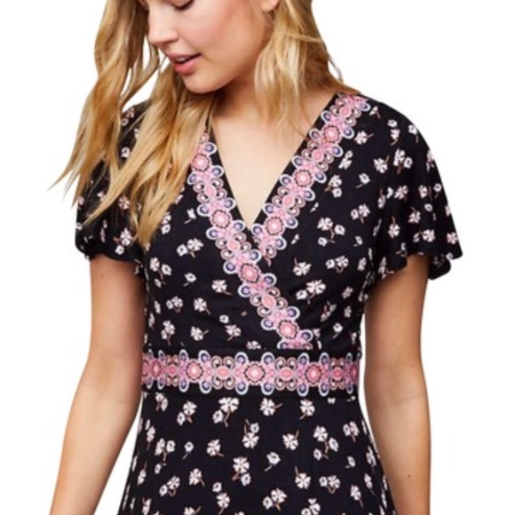 NWT Loft Floral Border Wrap Casual Dress 8P - Picture 1 of 7